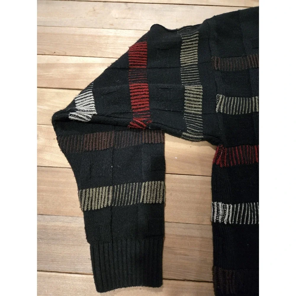 Vintage 90s Protégé Collection Striped Knit Sweater L Black Multicolor Retro - Picture 7 of 9